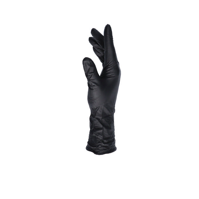 GLB 08 - Long cuff nitrile disposable gloves black - M 60p.