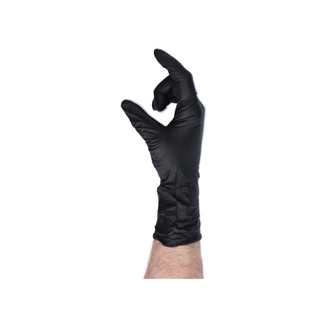 GLB 08 - Long cuff nitrile disposable gloves black - M 60p.