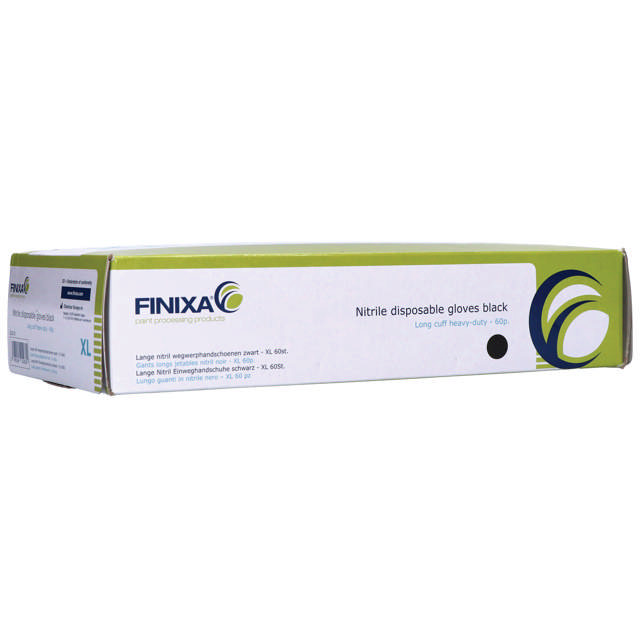 GLB 08 - Long cuff nitrile disposable gloves black - M 60p.