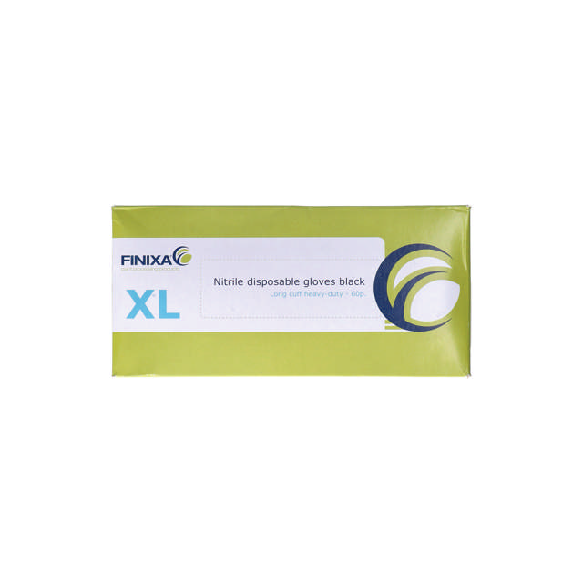 GLB 08 - Long cuff nitrile disposable gloves black - M 60p.