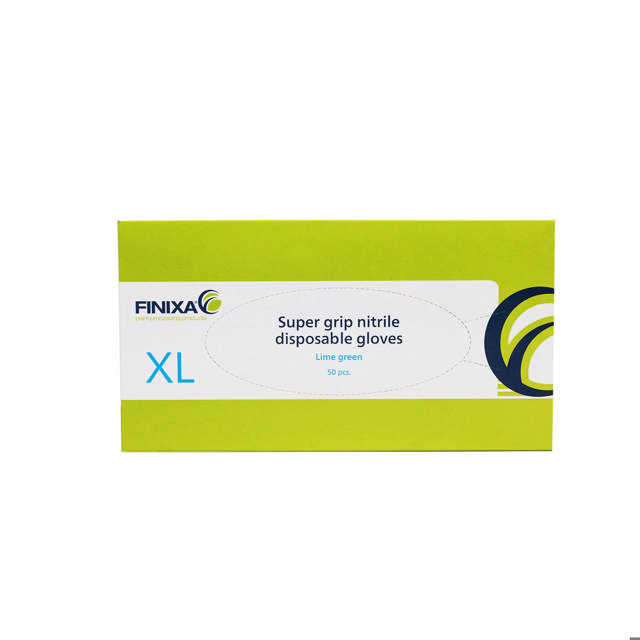 GLG 08 - Super grip nitrile disposable gloves lime green - M 50p.