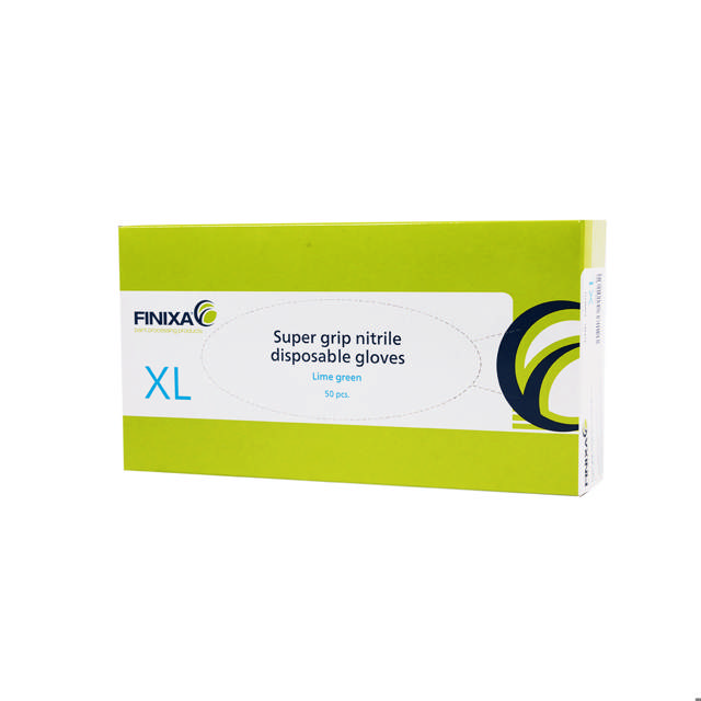 GLG 08 - Super grip nitrile disposable gloves lime green - M 50p.