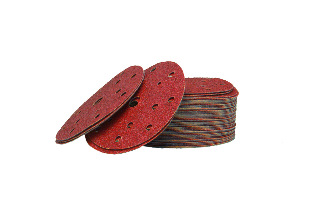 SPDA - Abrasive red-paper-Ø150mm 15 holes 50p.